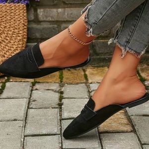 NWOT Faux Black Suede Mules Sz CN40 / US8.5